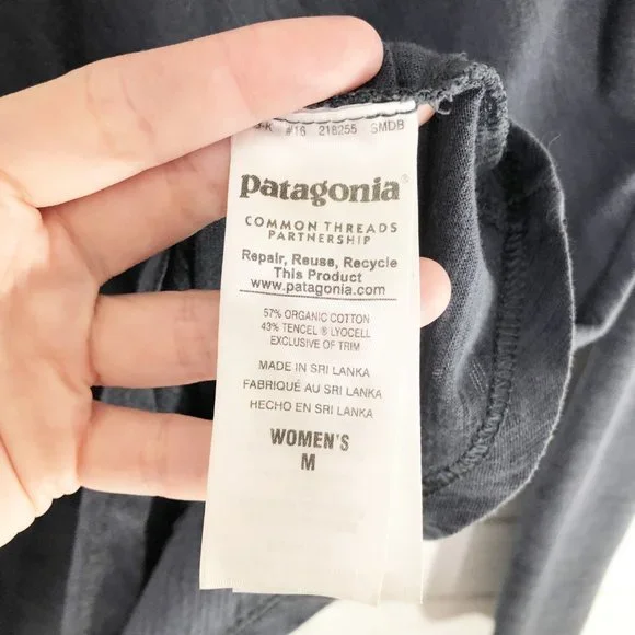 Patagonia Gray Blue Long Sleeve V-Neck Tee Shirt Women's Size Medium - Picture 4 of 4